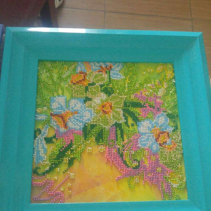 Canvas for bead embroidery "Spring Girl" 7.9"x7.9" / 20.0x20.0 cm