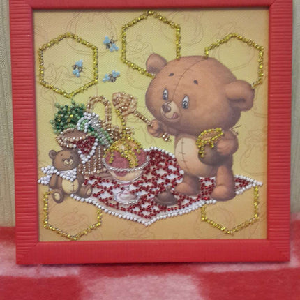 DIY Bead Embroidery Kit "Sweet tooth"  5.9"x5.9" / 15.0x15.0 cm