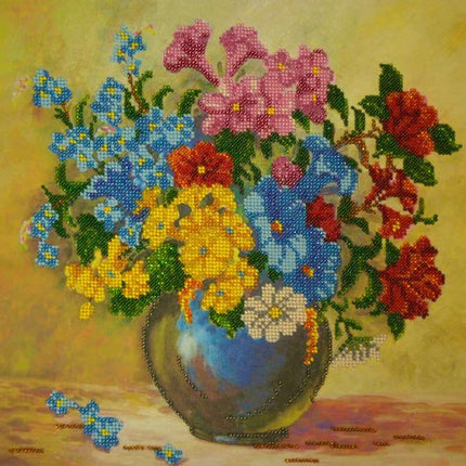 Canvas for bead embroidery "Meadow flowers" 11.8"x11.8" / 30.0x30.0 cm