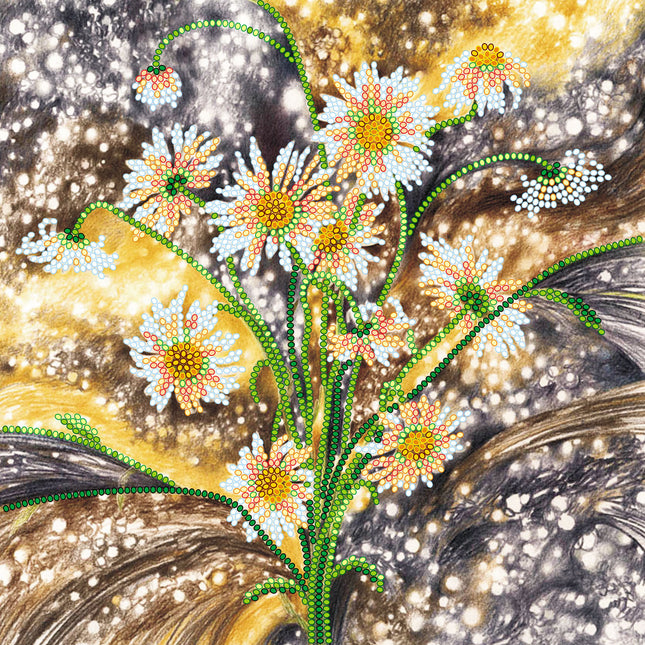 Canvas for bead embroidery "Flecks of sunlight" 7.9"x7.9" / 20.0x20.0 cm
