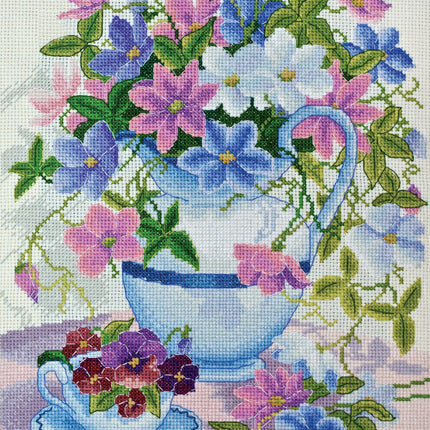 DIY Cross Stitch Kit "Clematis in jug" 9.1"x11.8"