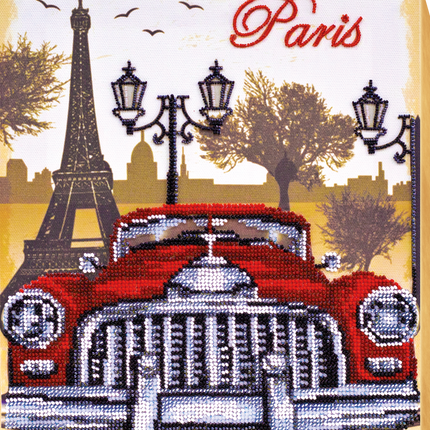 DIY Bead Embroidery Kit "Red and black" 9.1"x9.8" / 23.0x25.0 cm