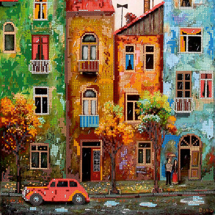 Canvas for bead embroidery "Color town" 11.8"x11.8" / 30.0x30.0 cm