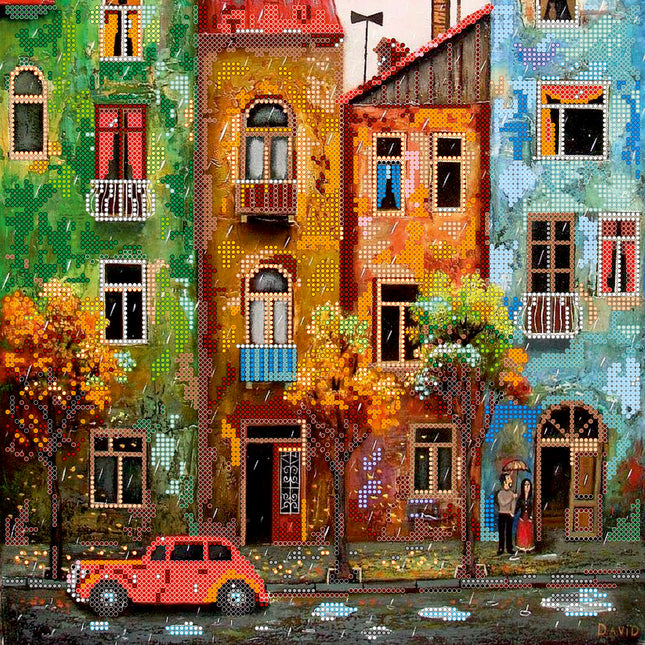 Canvas for bead embroidery "Color town" 11.8"x11.8" / 30.0x30.0 cm