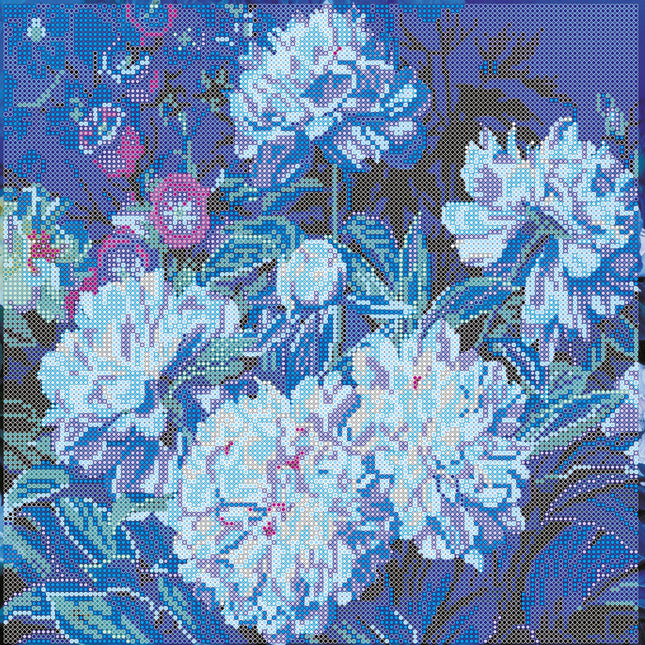 Canvas for bead embroidery "Moon peonies" 11.8"x11.8" / 30.0x30.0 cm