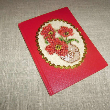 DIY Bead Embroidery Kit "Vase with poppies"  4.5"x5.5" / 11.5x14.0 cm