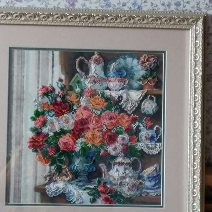 Canvas for bead embroidery "English breakfast" 11.8"x11.8" / 30.0x30.0 cm