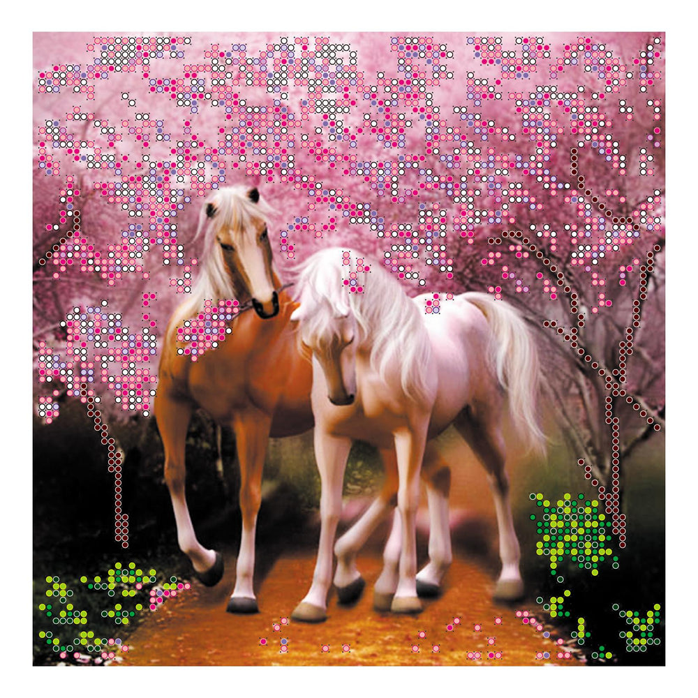 Canvas for bead embroidery "Horses In Love" 7.9"x7.9" / 20.0x20.0 cm
