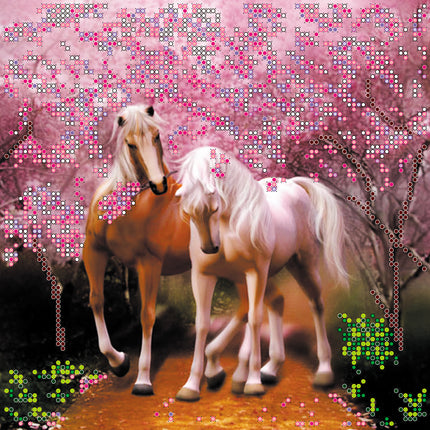 Canvas for bead embroidery "Horses In Love" 7.9"x7.9" / 20.0x20.0 cm