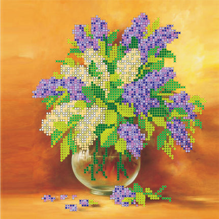 Canvas for bead embroidery "Lilac" 7.9"x7.9" / 20.0x20.0 cm