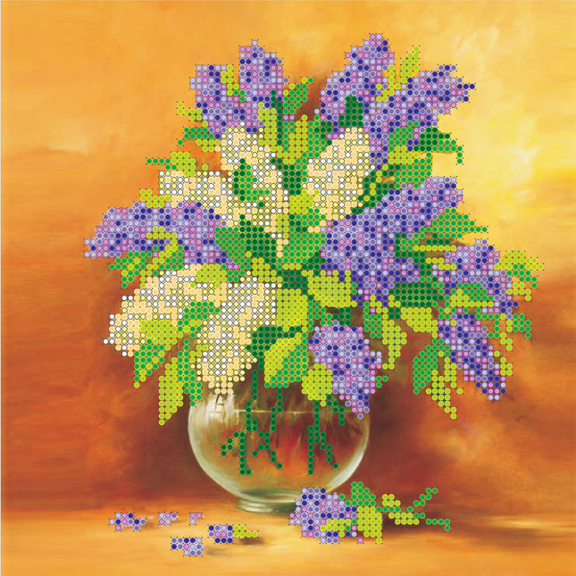 Canvas for bead embroidery "Lilac" 7.9"x7.9" / 20.0x20.0 cm