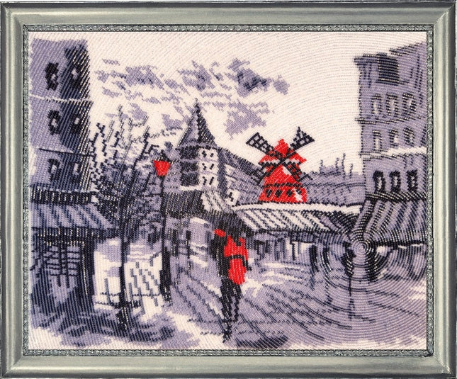 Bead DIY Embroidery Kit "Moulin Rouge in Paris (after O. Darchuk)" 10.6"x13.4"/ 27.0x34.0 cm