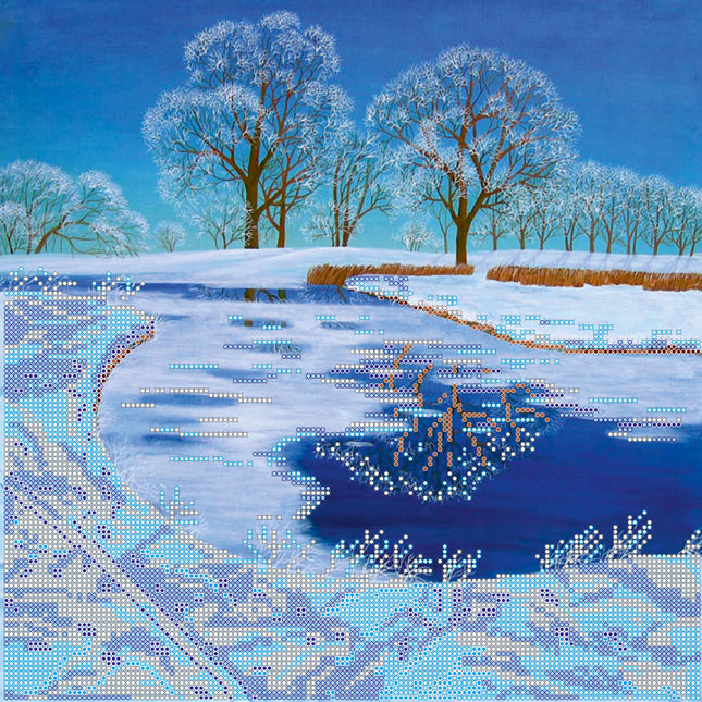 Canvas for bead embroidery "Crystal lake" 11.8"x11.8" / 30.0x30.0 cm