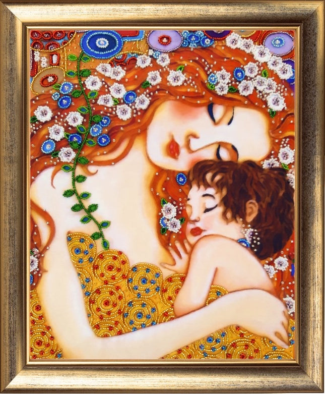 DIY Bead Embroidery Kit "Mother and Baby. G. Klimt" 13.0"x10.6" / 33.0x27.0 cm