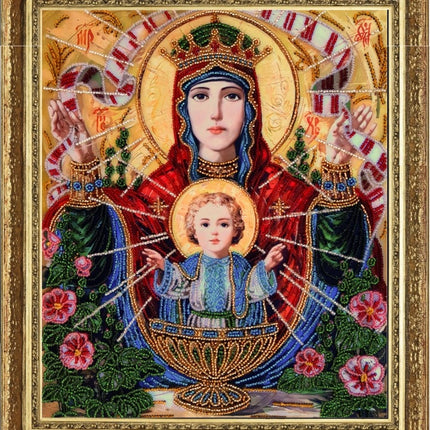 DIY Bead Embroidery Kit "Holy Mother of Unexaustible Cup (after O. Okhapkin)" 12.2"x10.2" / 31.0x26.0 cm