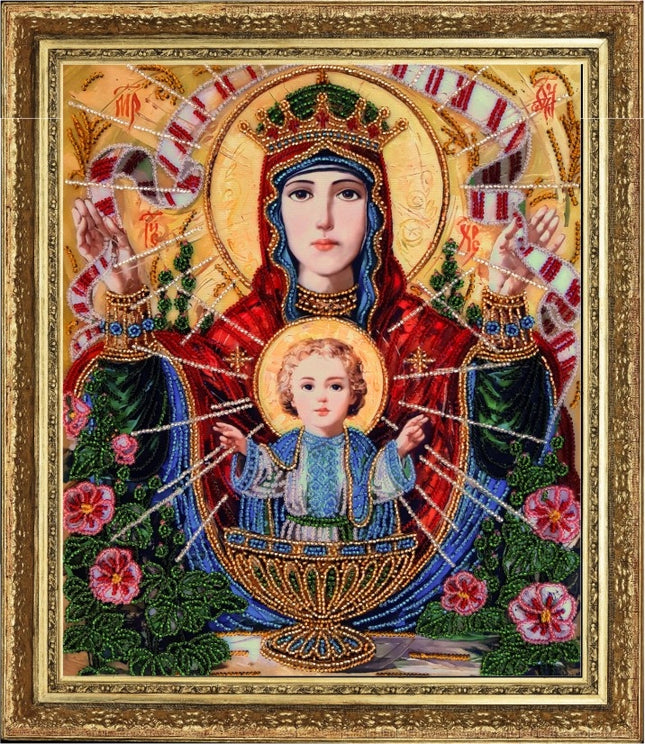 DIY Bead Embroidery Kit "Holy Mother of Unexaustible Cup (after O. Okhapkin)" 12.2"x10.2" / 31.0x26.0 cm