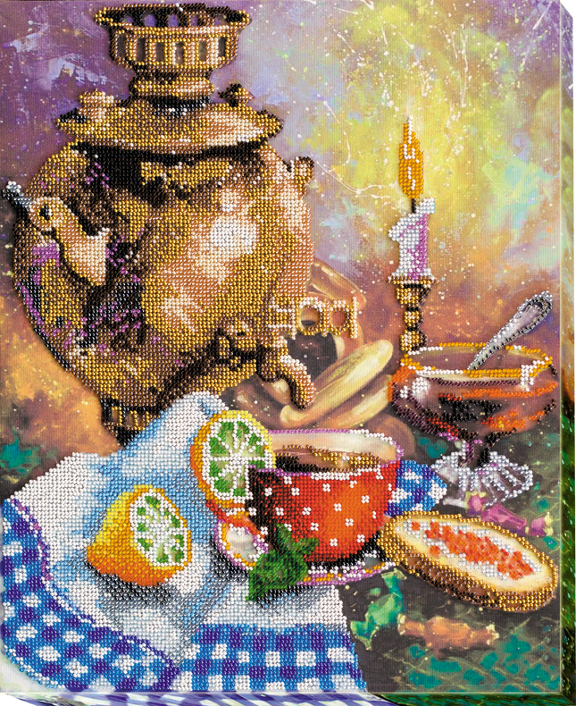 DIY Bead Embroidery Kit "At the samovar" 11.8"x14.6" / 30.0x37.0 cm