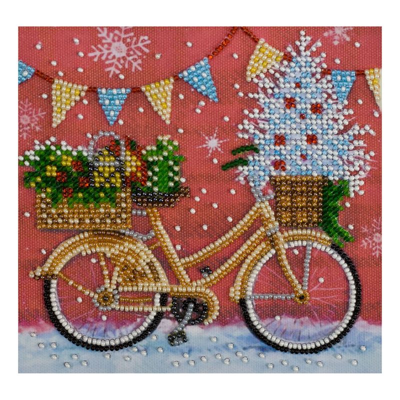 DIY Bead Embroidery Kit "Holiday time"  5.9"x5.9" / 15.0x15.0 cm