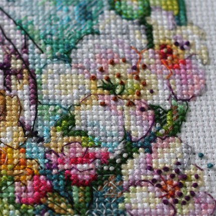 DIY Cross Stitch Kit "Caramel spider web" 7.5"x8.7"