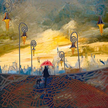 Canvas for bead embroidery "Under the umbrella" 7.9"x7.9" / 20.0x20.0 cm