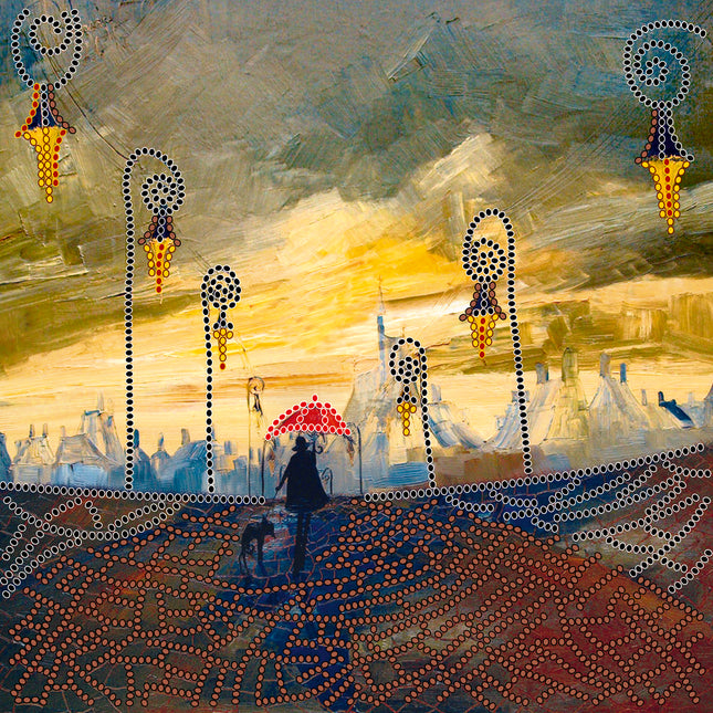 Canvas for bead embroidery "Under the umbrella" 7.9"x7.9" / 20.0x20.0 cm