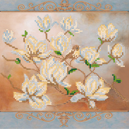 Canvas for bead embroidery "Birdie" 7.9"x7.9" / 20.0x20.0 cm