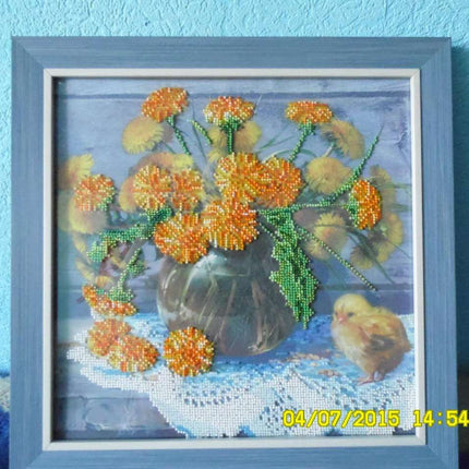 Canvas for bead embroidery "Golden Wonder" 11.8"x11.8" / 30.0x30.0 cm