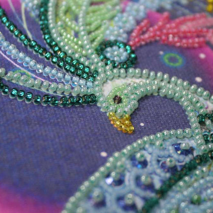 DIY Bead Embroidery Kit "Feather Sunbird" 9.8"x24.4" / 25.0x62.0 cm