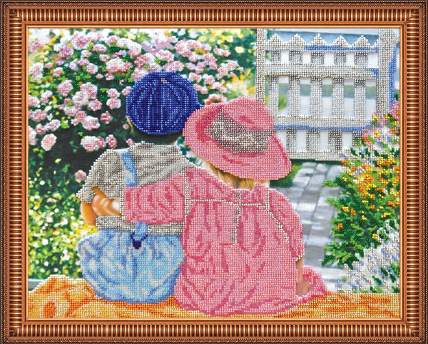 DIY Bead Embroidery Kit "Date on the porch" 15.2"x12.6" / 38.5x32.0 cm