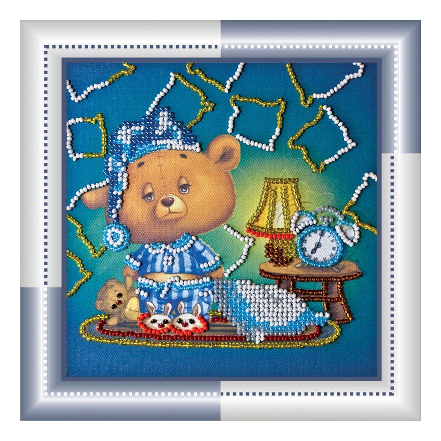 DIY Bead Embroidery Kit "Sleepy-head"  5.9"x5.9" / 15.0x15.0 cm