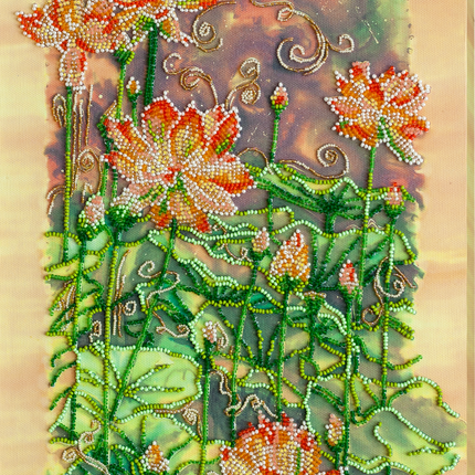 DIY Bead Embroidery Kit "Lotuses at sunset" 9.8"x13.0" / 25.0x33.0 cm