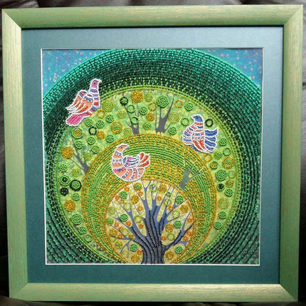 Canvas for bead embroidery "Heaven birds" 11.8"x11.8" / 30.0x30.0 cm