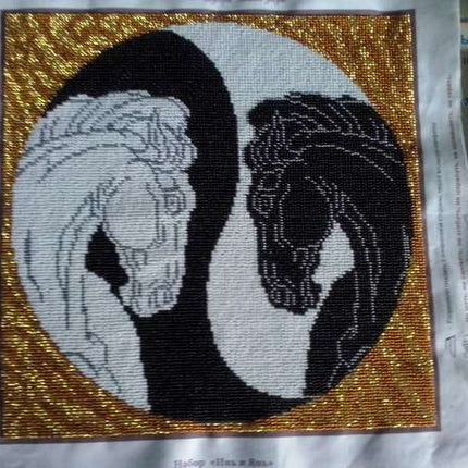 DIY Bead Embroidery Kit "Yin and Yang" 12.0"x12.0" / 30.5x30.5 cm