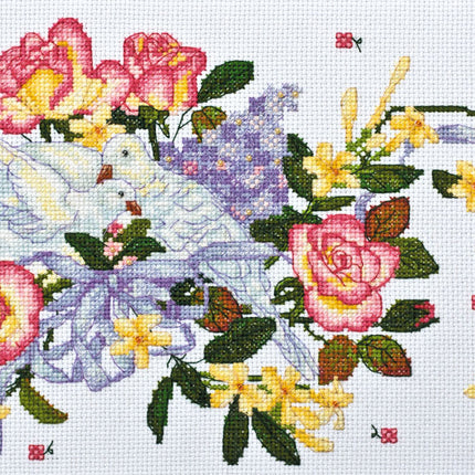 DIY Cross Stitch Kit "Doves" 13.8"x7.1"