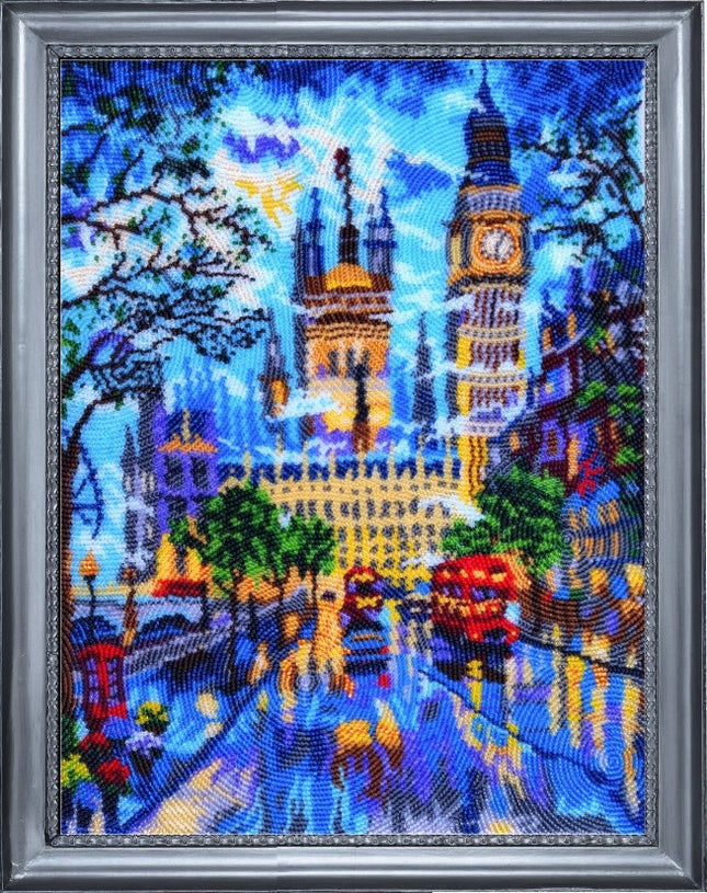 Bead DIY Embroidery Kit "Night London" 13.4"x9.8"/ 34.0x25.0 cm