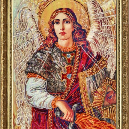 DIY Bead Embroidery Kit "St. Michael (after O. Okhapkin)" 14.2"x9.8" / 36.0x25.0 cm