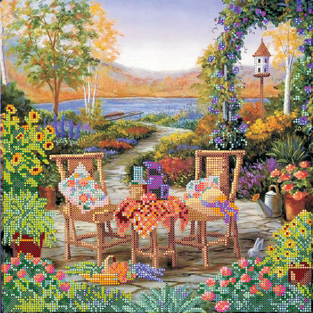Canvas for bead embroidery "Mystic breakfast" 11.8"x11.8" / 30.0x30.0 cm