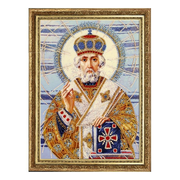 DIY Bead Embroidery Kit "St. Nikolas (after O. Okhapkin)" 14.2"x9.8" / 36.0x25.0 cm