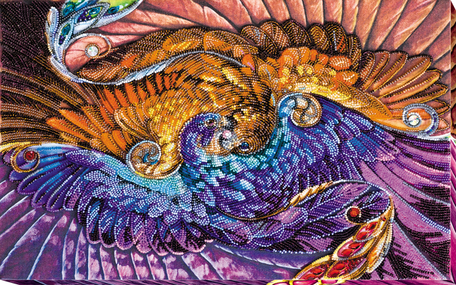 DIY Bead Embroidery Kit "Two elements" 16.9"x10.6" / 43.0x27.0 cm