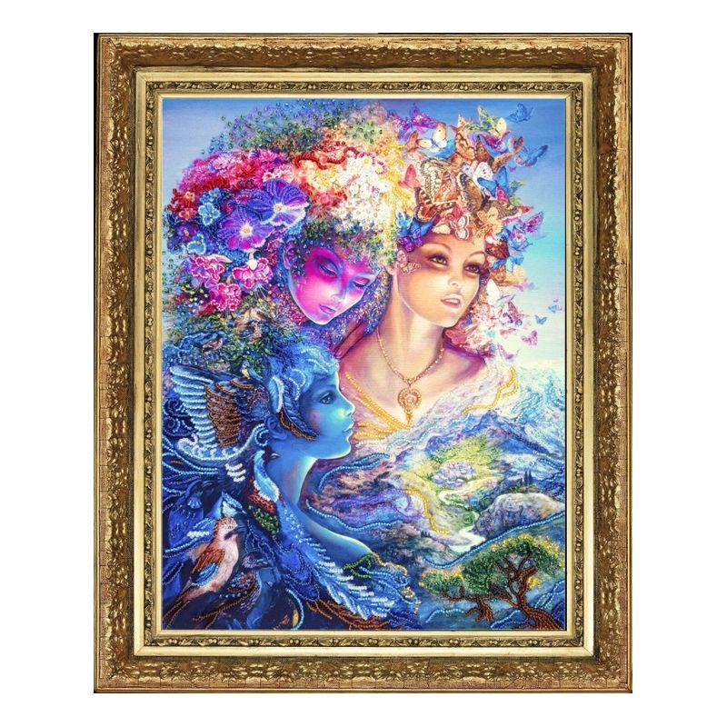 DIY Bead Embroidery Kit "The Three Graces (after J. Wall)" 14.2"x10.6" / 36.0x27.0 cm