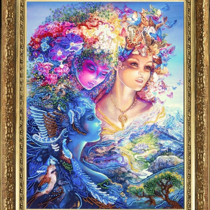 DIY Bead Embroidery Kit "The Three Graces (after J. Wall)" 14.2"x10.6" / 36.0x27.0 cm