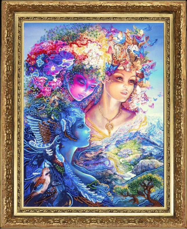 DIY Bead Embroidery Kit "The Three Graces (after J. Wall)" 14.2"x10.6" / 36.0x27.0 cm
