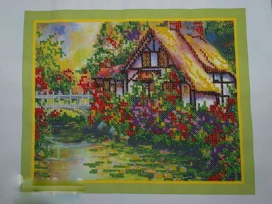 DIY Bead Embroidery Kit "The old bridge" 9.8"x8.1" / 25.0x20.5 cm