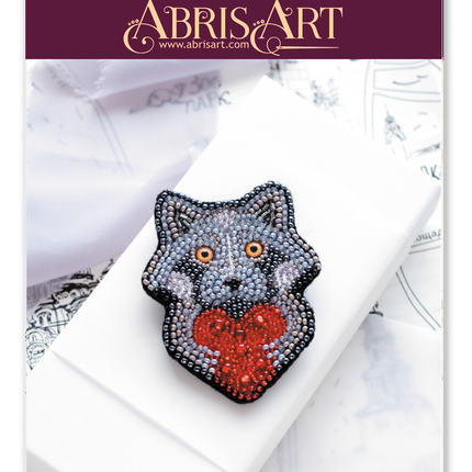 Beadwork kit for creating brooch "Little raccoon"
