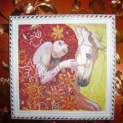 Canvas for bead embroidery "Amazon girl" 7.9"x7.9" / 20.0x20.0 cm