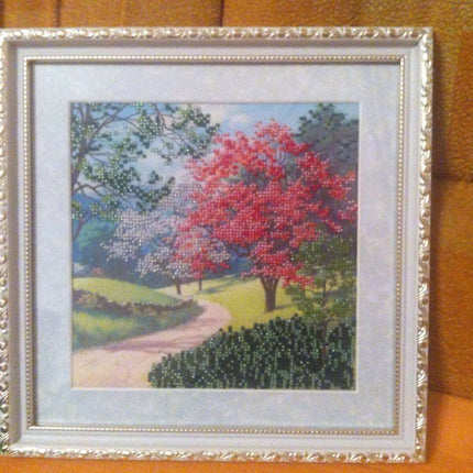 Canvas for bead embroidery "Blooming Park" 7.9"x7.9" / 20.0x20.0 cm