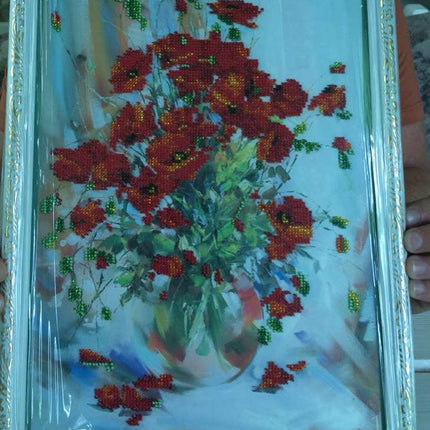 DIY Bead Embroidery Kit "Poppies" 10.0"x13.8" / 25.5x35.0 cm