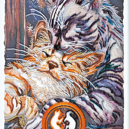 DIY Bead Embroidery Kit "Purring" 12.6"x18.5" / 32.0x47.0 cm