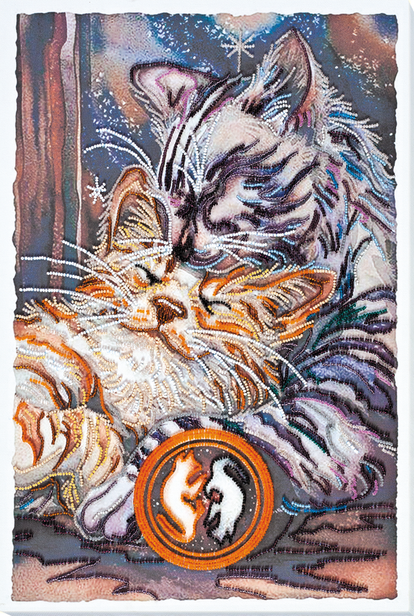 DIY Bead Embroidery Kit "Purring" 12.6"x18.5" / 32.0x47.0 cm