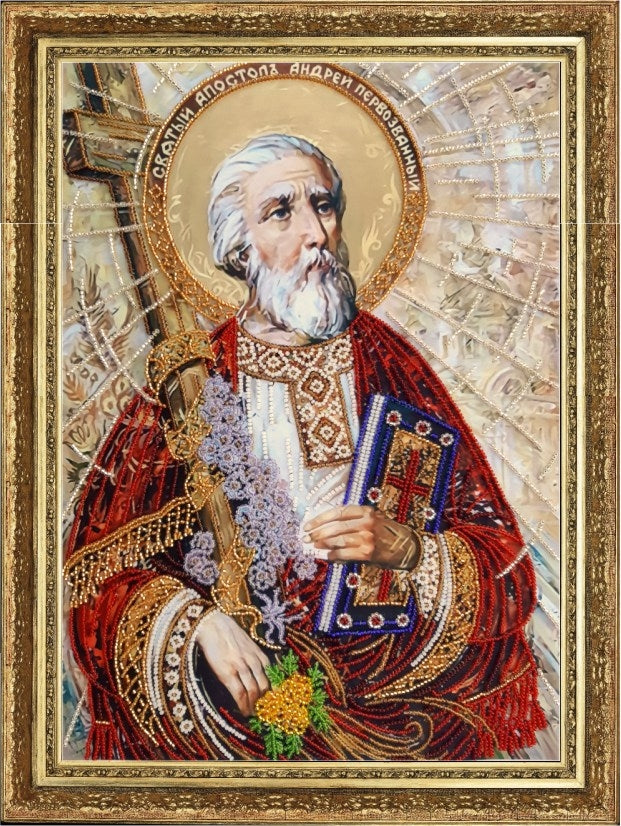 DIY Bead Embroidery Kit "St. Andrew (after O. Okhapkin)" 14.2"x9.8" / 36.0x25.0 cm